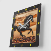 Gepersonaliseerde Charred Wood Arabische luxe Vierkante Klok (Hoek)