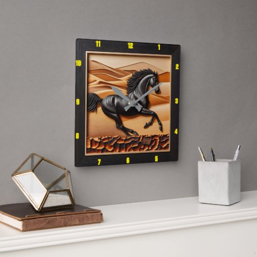 Gepersonaliseerde Charred Wood Arabische luxe Vierkante Klok (Kantoor)