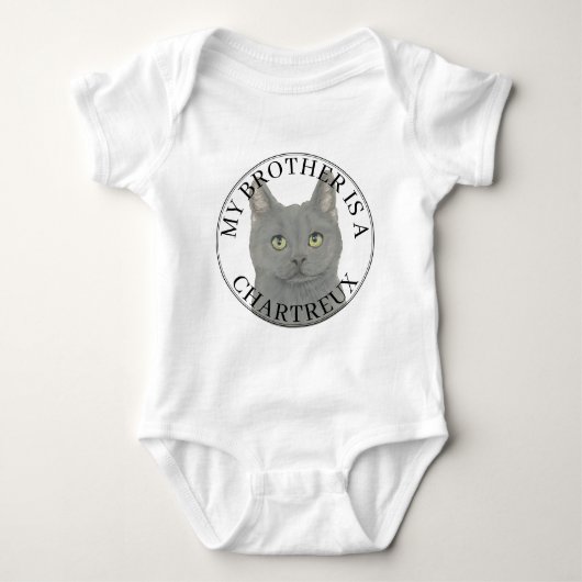 Gepersonaliseerde Chartreux Cat Big Brother Romper (Voorkant)