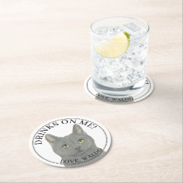 Gepersonaliseerde Chartreux Cat Wedding Ronde Kartonnen Onderzetter