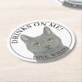 Gepersonaliseerde Chartreux Cat Wedding Ronde Kartonnen Onderzetter (Gebogen)
