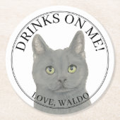 Gepersonaliseerde Chartreux Cat Wedding Ronde Kartonnen Onderzetter (Voorkant)