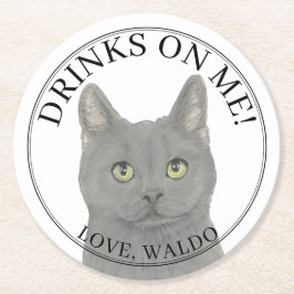 Gepersonaliseerde Chartreux Cat Wedding Ronde Kartonnen Onderzetter