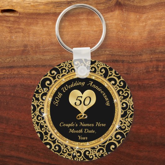 Gepersonaliseerde Cheap 50th Jubileum Favors Sleutelhanger (Voorkant)