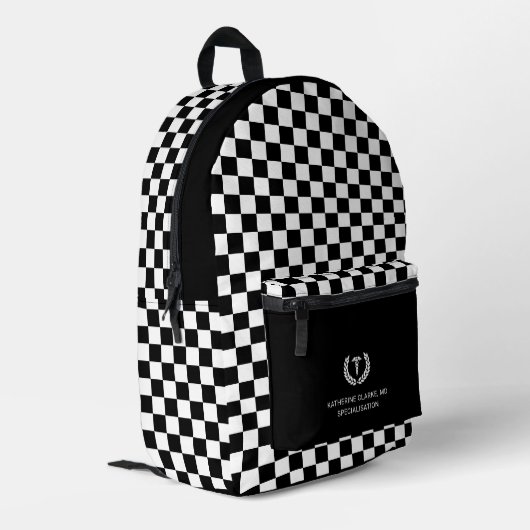 Gepersonaliseerde check patroon Medische arts Verp Bedrukte Rugzak (Achterkant Hoek Links)