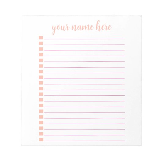 Gepersonaliseerde checklist planner Notitieblok (Voorkant)