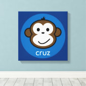 Gepersonaliseerde Cheeky-aap [blauw+marine] Canvas Afdruk (Insitu (Houten vloer))