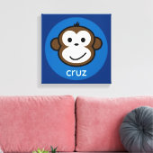 Gepersonaliseerde Cheeky-aap [blauw+marine] Canvas Afdruk (Insitu (Woonkamer))