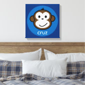 Gepersonaliseerde Cheeky-aap [blauw+marine] Canvas Afdruk (Insitu (Slaapkamer))