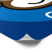 Gepersonaliseerde Cheeky-aap [blauw+marine] Poster (Hoek)