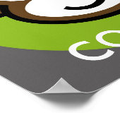 Gepersonaliseerde Cheeky Monkey [limoen+grijs] Poster (Hoek)