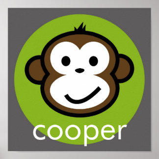 Gepersonaliseerde Cheeky Monkey [limoen+grijs] Poster