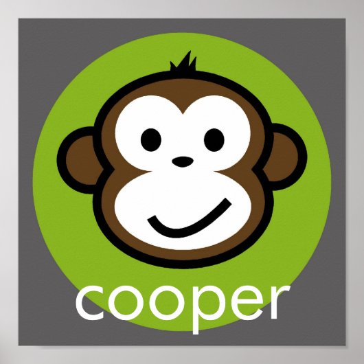 Gepersonaliseerde Cheeky Monkey [limoen+grijs] Poster (Voorkant)