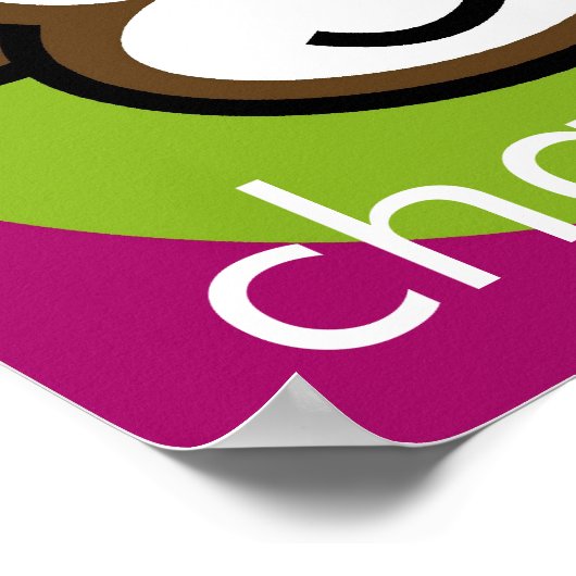 Gepersonaliseerde Cheeky Monkey [limoen+paars] Poster (Hoek)