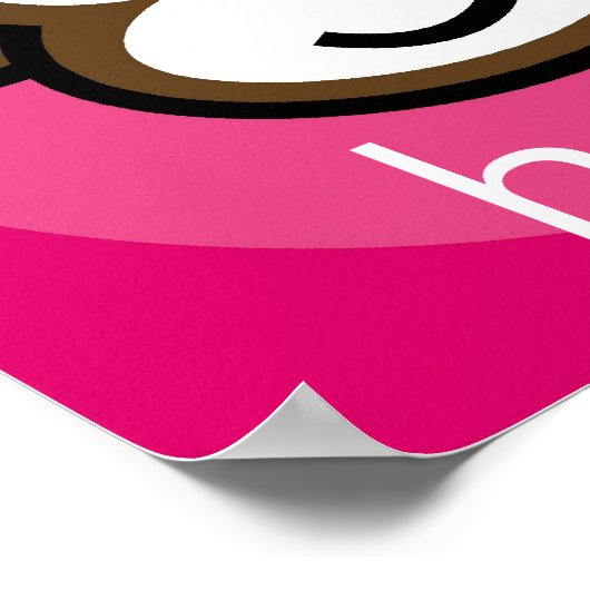 Gepersonaliseerde Cheeky Monkey [roze+hotroze] Poster (Hoek)