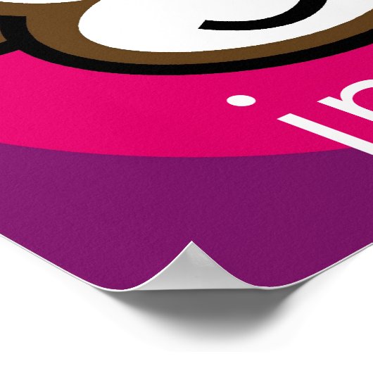 Gepersonaliseerde Cheeky Monkey [roze+paars] Poster (Hoek)