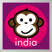 Gepersonaliseerde Cheeky Monkey [roze+paars] Poster (Voorkant)