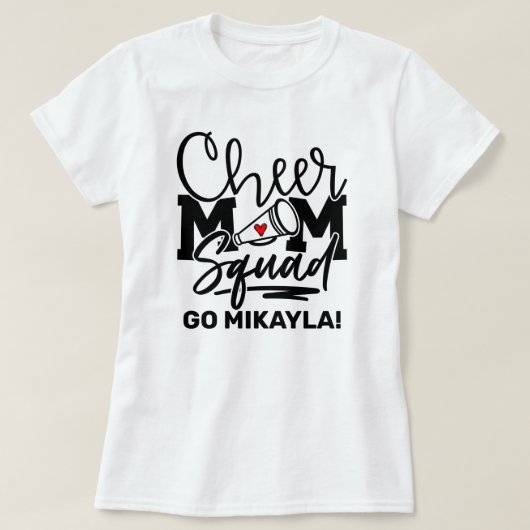 Gepersonaliseerde Cheer Mam Squad T-Shirt (Design voorkant)
