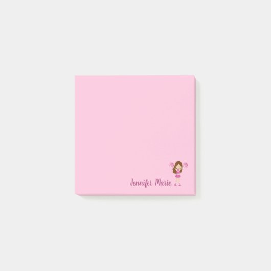  Gepersonaliseerde Cheerleader Custom Pink Post-it® Notes (Voorkant)