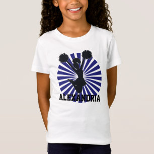 Gepersonaliseerde Cheerleader in Blue Sunburst T-shirt