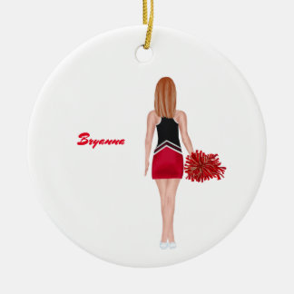 Gepersonaliseerde Cheerleader Ornament-Red Hair Keramisch Ornament