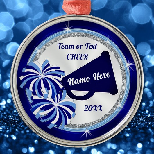Gepersonaliseerde Cheerleader Ornaments, Blues, Wh Metalen Ornament