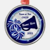 Gepersonaliseerde Cheerleader Ornaments, Blues, Wh Metalen Ornament (Voorkant)