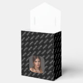 Gepersonaliseerde Cheers Fotonaam Script Zwart Bedankdoosjes (Geopend)