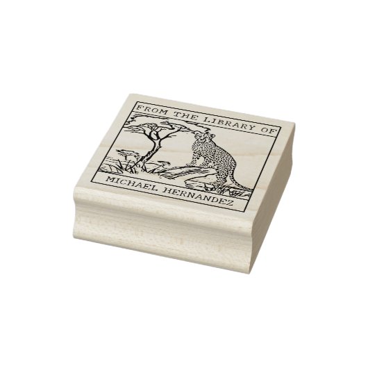 Gepersonaliseerde Cheetah Bookplate Rubberstempel (Stempel)