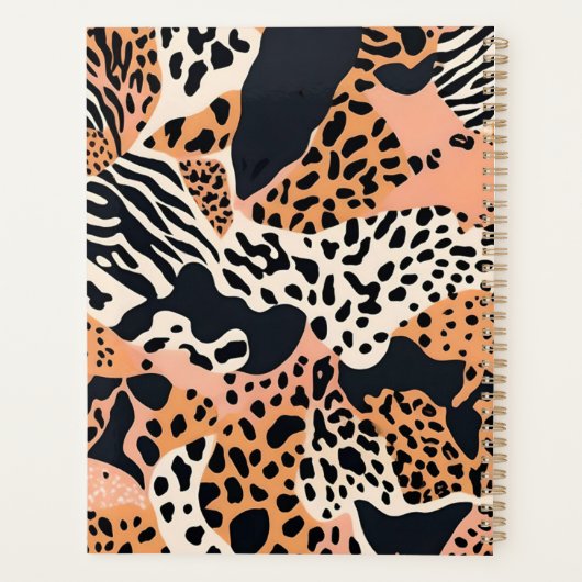 Gepersonaliseerde Cheetah en Zebra Print Planner (Achterkant)