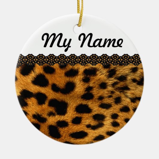 Gepersonaliseerde Cheetah Keramisch Ornament (Voorkant)