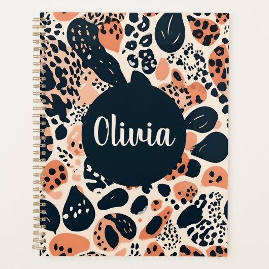 Gepersonaliseerde Cheetah Leopard Animal Print Planner (Voorkant)