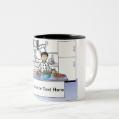 Gepersonaliseerde Chef, Cook - Mannelijke Cartoon Tweekleurige Koffiemok (Voorkant rechts)