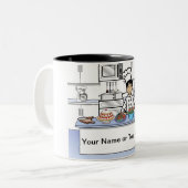 Gepersonaliseerde Chef, Cook - Mannelijke Cartoon Tweekleurige Koffiemok (Voorkant links)