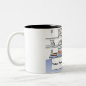 Gepersonaliseerde Chef, Cook - Mannelijke Cartoon Tweekleurige Koffiemok (Links)