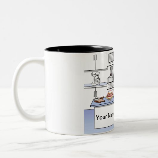 Gepersonaliseerde Chef, Cook - Mannelijke Cartoon Tweekleurige Koffiemok (Links)