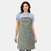 Gepersonaliseerde chef-kok Modern Boho groen Polka Schort (Gedragen)