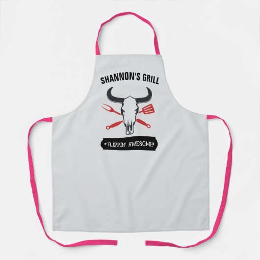 Gepersonaliseerde Chef Schort, Custom Texas BBQ Gr Schort (Voorkant)