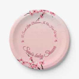 Gepersonaliseerde Cherry Blossom Baby shower Papieren Bordje
