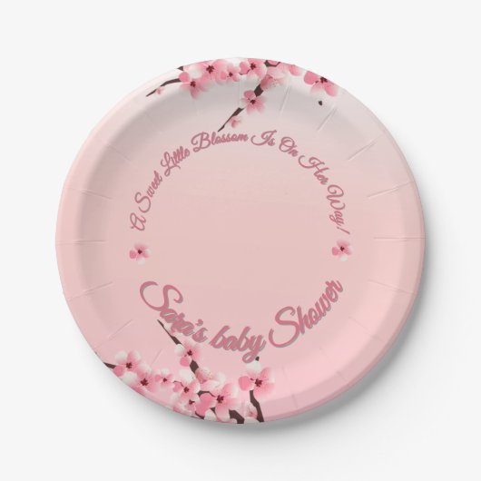 Gepersonaliseerde Cherry Blossom Baby shower Papieren Bordje (Voorkant)
