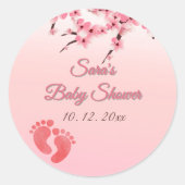 Gepersonaliseerde Cherry Blossom Baby shower Ronde Sticker (Voorkant)