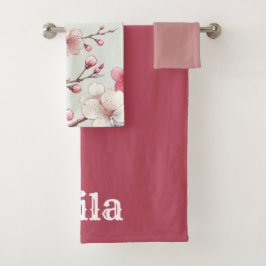 Gepersonaliseerde Cherry Blossom Bad Handdoek