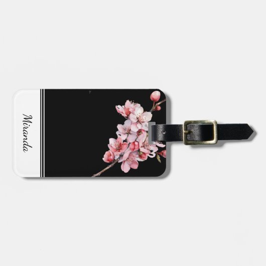 Gepersonaliseerde Cherry Blossom Bagagelabel (Voorkant horizontaal)