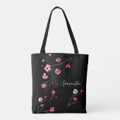 Gepersonaliseerde Cherry Blossom Black Tote Bag (Achterkant)