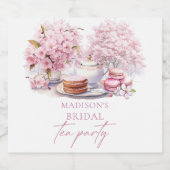 Gepersonaliseerde Cherry Blossom Bridal Tea Sparkling Wijnetiket (Enkel label)