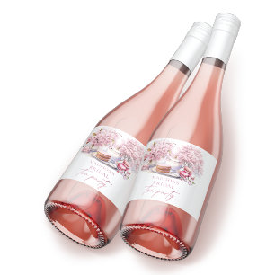 Gepersonaliseerde Cherry Blossom Bridal Tea Sparkling Wijnetiket
