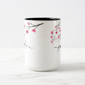 Gepersonaliseerde Cherry Blossom Bruids Party brui Tweekleurige Koffiemok (Center)