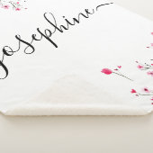 Gepersonaliseerde Cherry Blossom waterverf florale Sherpa Deken (3/4)