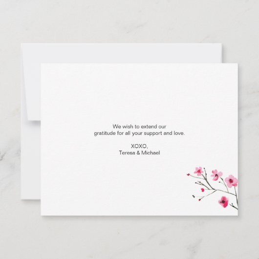 Gepersonaliseerde Cherry Blossom waterverf - Harte Kaart (Achterkant)