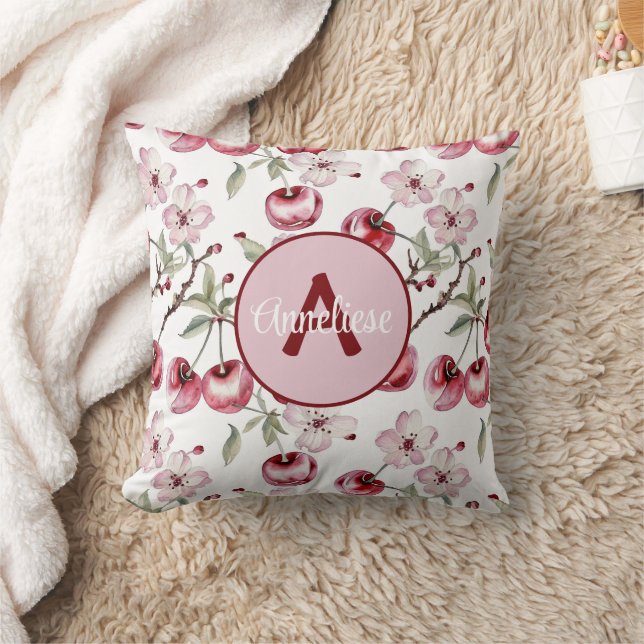 Gepersonaliseerde Cherry Blossom Waterverf Kussen (Deken)